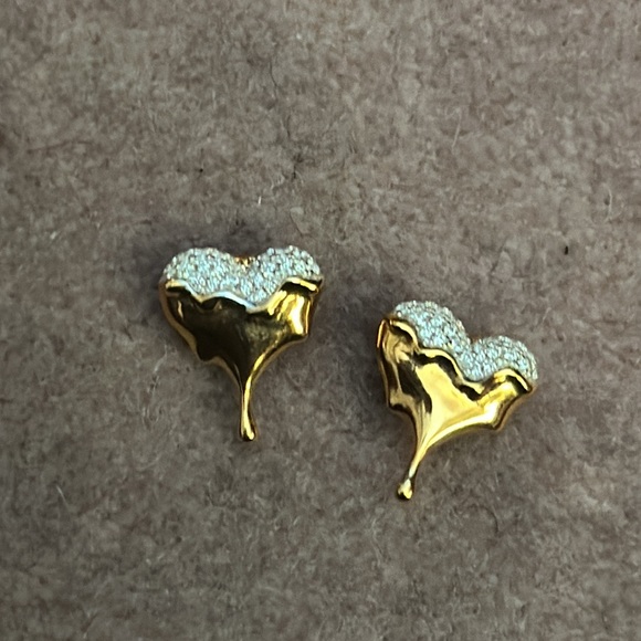 Marie June Dripping Ear Pave Gold Stud Earrings, NWOT - Picture 4 of 5